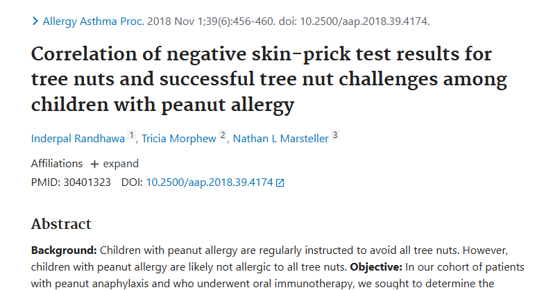 Correlation of negative skin-prick test results for tree nuts and successful tree nut challenges